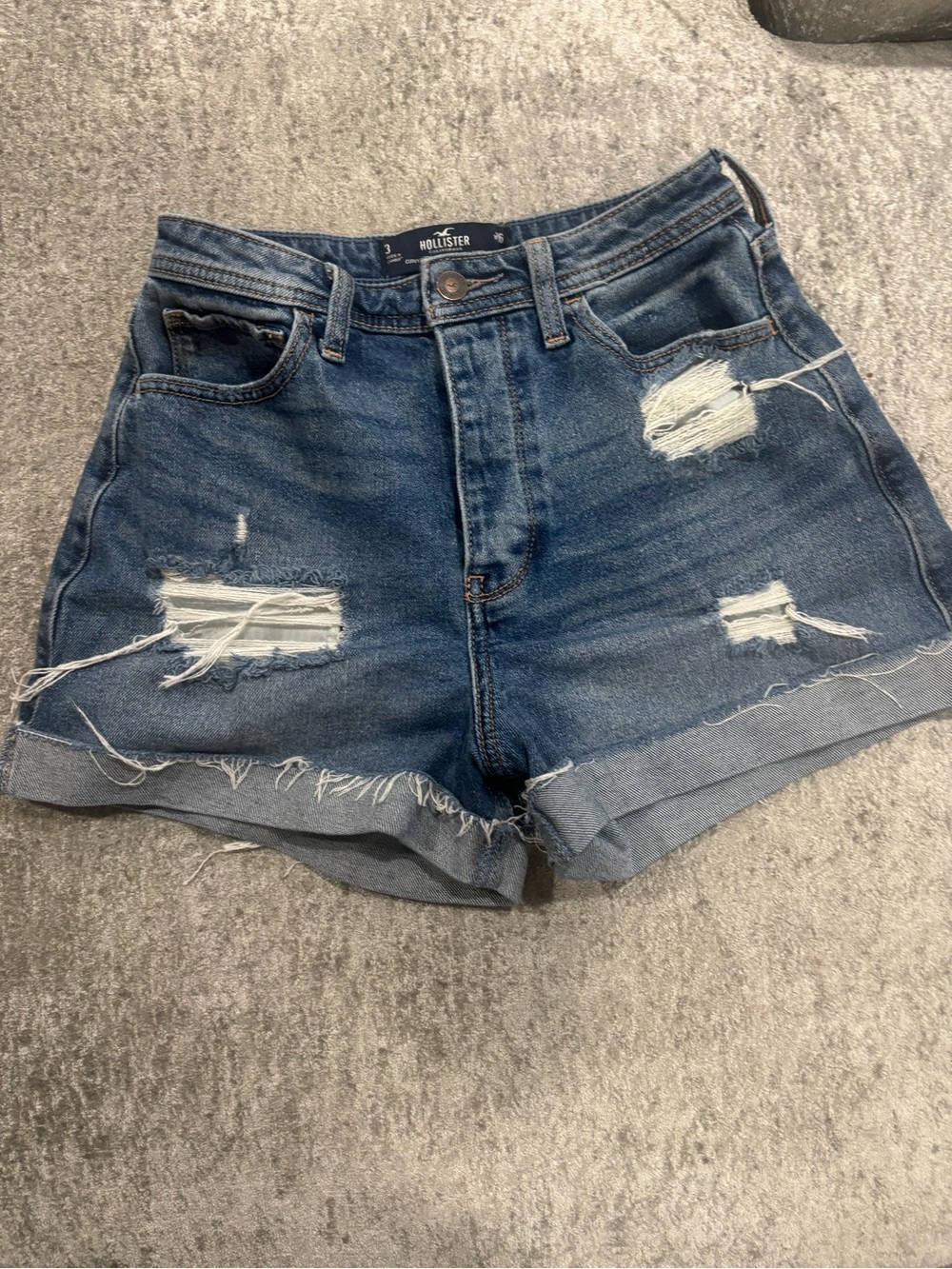 Hollister High-Rise Distressed Denim Shorts - Blue - Picture 3 of 5